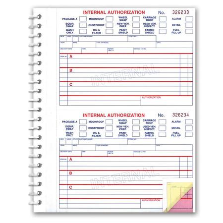 ASP Internal Authorization Book, 8 1/2" X 11" - 3 Part, 1 Book 655